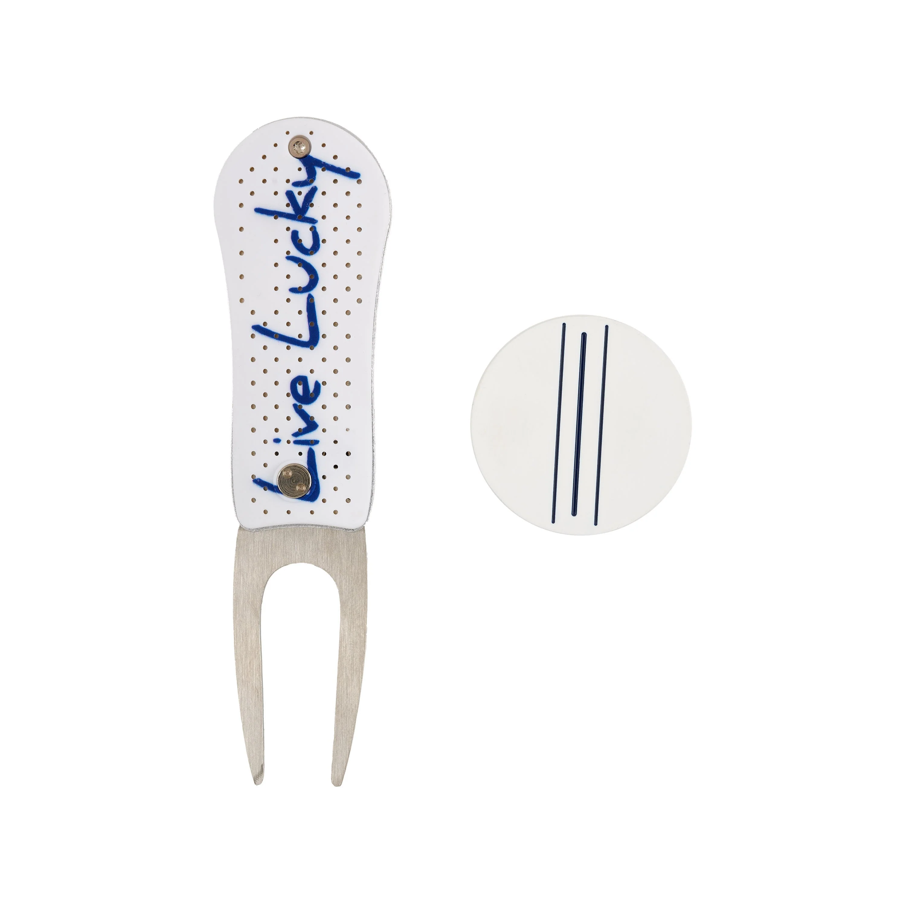 Live Lucky Divot Tool with Ball Marker Set Blue - Image 3