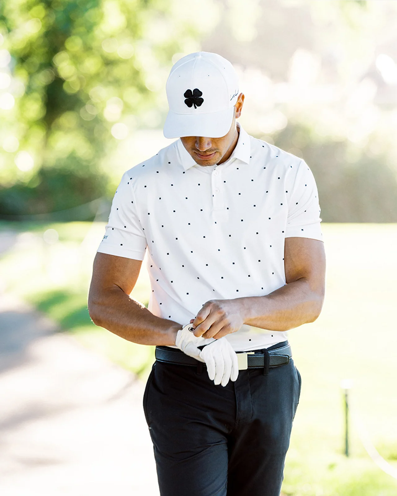 Premium Clover 1 White Fitted Performance Hat - Image 13